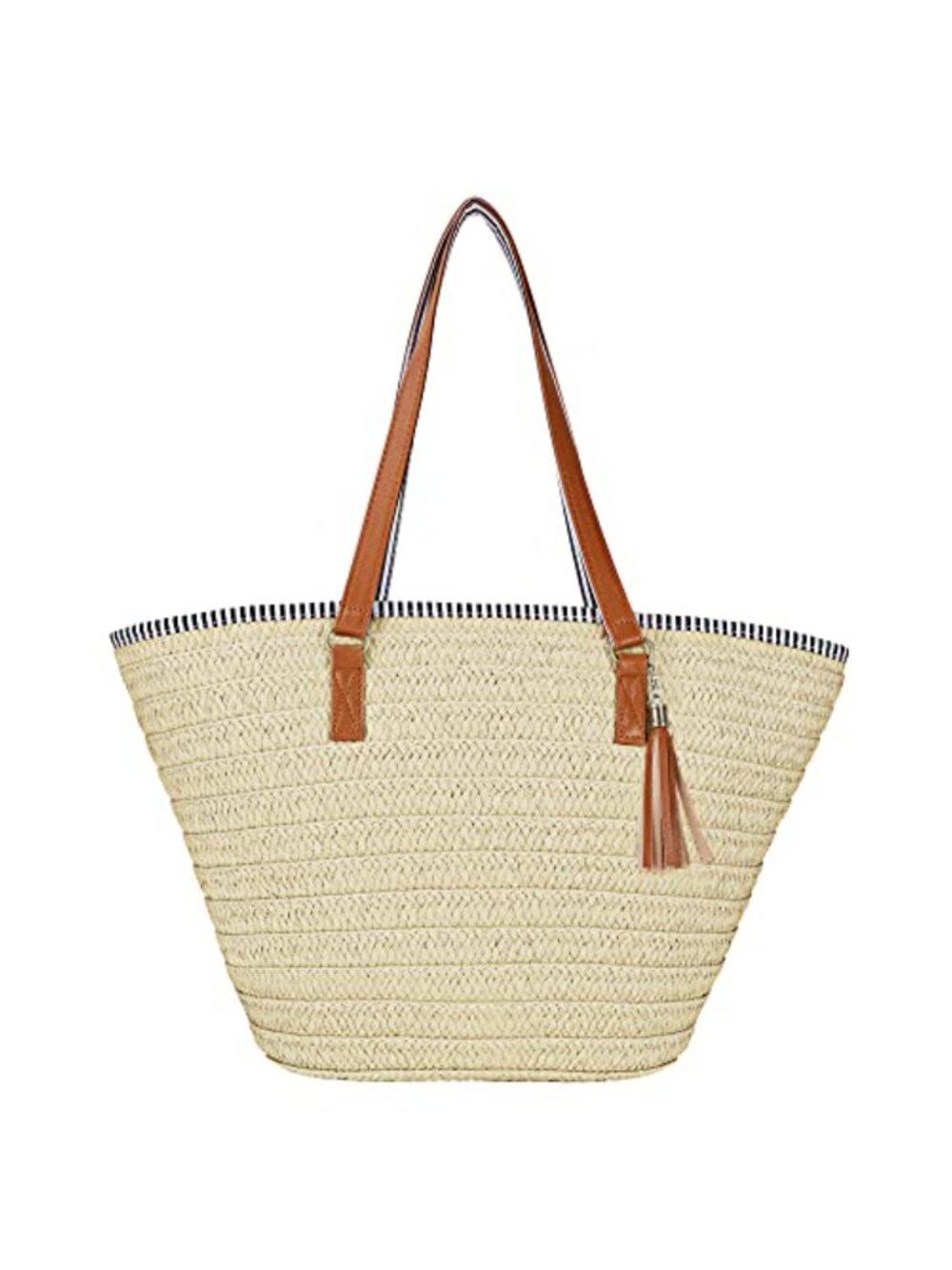 Natural Straw Tote Beach Shoulder Bag with Tassel